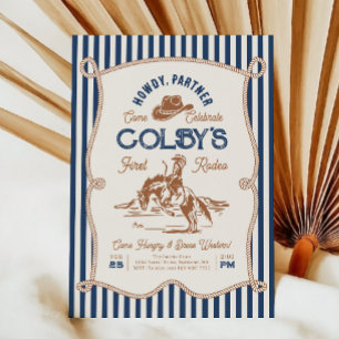 Invitation d'anniversaire Rodeo Navy Stripe