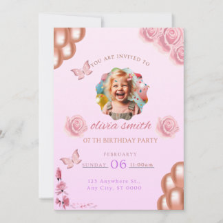 Invitation d'anniversaire rose