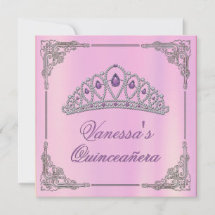 Invitation d'anniversaire rose avec Diamond Tiara