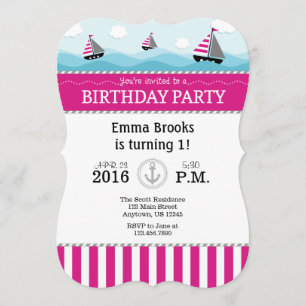 Invitation d'anniversaire rose chaud