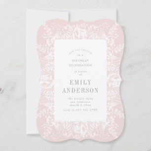 Invitation d'anniversaire rose et blanc