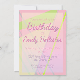 Invitation d'anniversaire rose et citron vert