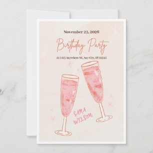 Invitation d'anniversaire rose et simple créative