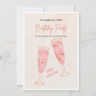 Invitation d'anniversaire rose et simple créative
