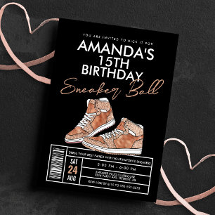 Invitation d'anniversaire Rose Gold Sneaker Ball