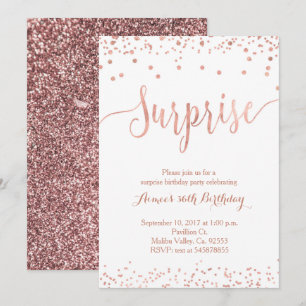 Invitation d'anniversaire Rose Gold Surprise