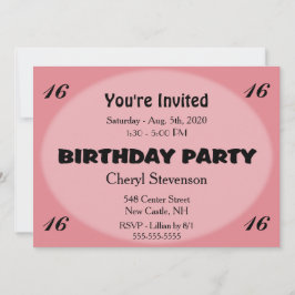 Invitation d'anniversaire rose moderne
