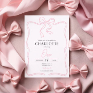 Invitation d'anniversaire Rose Parisienne à Ruban 