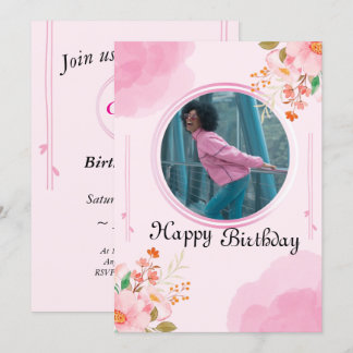 Invitation d'anniversaire rose personnalisée