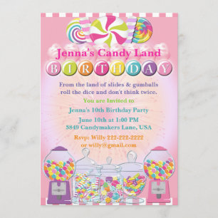 Invitation d'anniversaire rose pour Candy Counter 