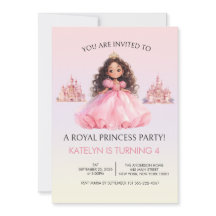 Invitation d'anniversaire rose pour fête de prince