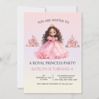 Invitation d'anniversaire rose pour fête de prince