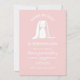 Invitation d'anniversaire rose pour un premier ann