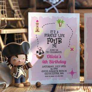 Invitation d'anniversaire rose pour une vie de pir