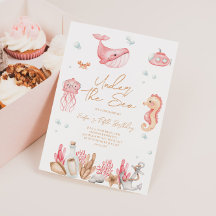Invitation d'anniversaire Rose Sous l'Océan 