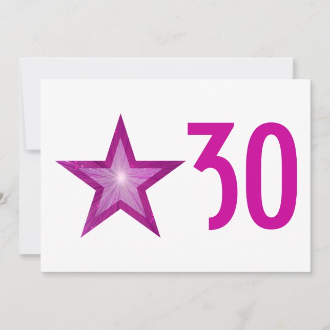 Invitation d'anniversaire rose Star 'Age blanc (Devant)