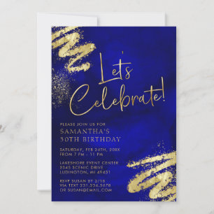 Invitation d'anniversaire Royal Blue et Gold