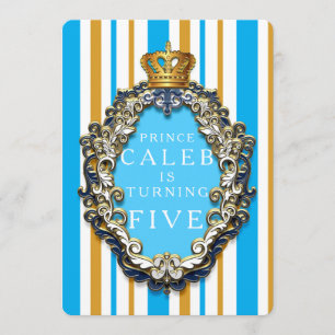 Invitation d'anniversaire Royal Gold & Blue Crown