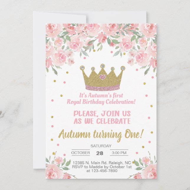 Invitation d'anniversaire royale de la couronne d' (Devant)