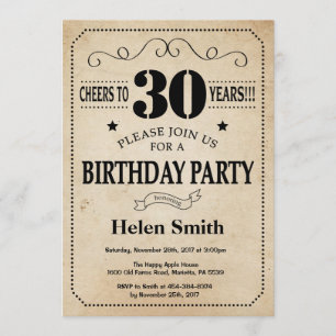 Invitation d'anniversaire Rustic Vintage Retro