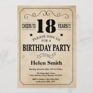 Invitation d'anniversaire Rustic Vintage Retro