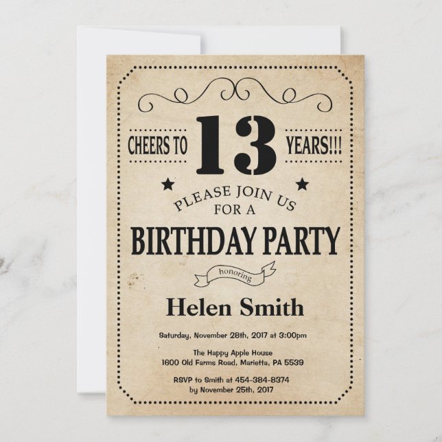 Invitation d'anniversaire Rustic Vintage Retro (Devant)