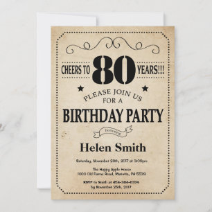 Invitation d'anniversaire Rustic Vintage Retro