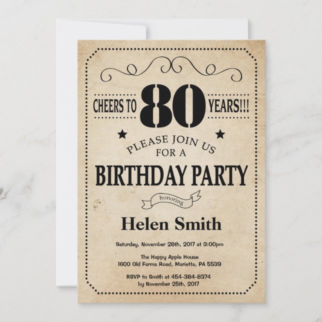 Invitation d'anniversaire Rustic Vintage Retro (Devant)
