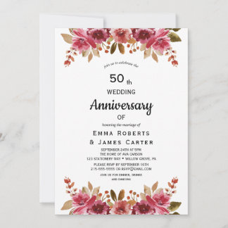 Invitation d'anniversaire Rustique Boho 50 ans