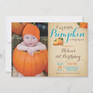 Invitation d'anniversaire rustique citrouille Prem