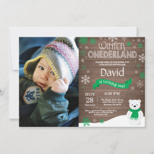 Invitation d'anniversaire rustique d'hiver Onederl