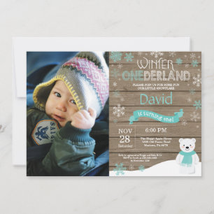Invitation d'anniversaire rustique d'hiver Onederl