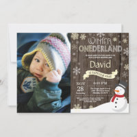 Invitation d'anniversaire rustique hiver Onederlan