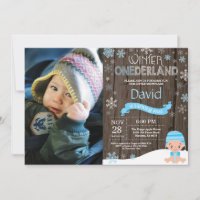 Invitation d'anniversaire rustique hiver Onederlan