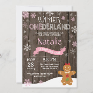 Invitation d'anniversaire rustique hiver Onederlan