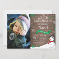 Invitation d'anniversaire rustique hiver Onederlan