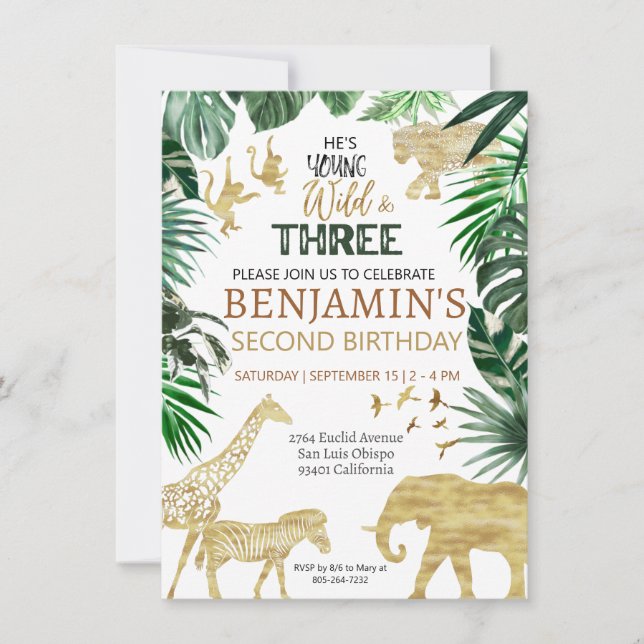 Invitation d'anniversaire Safari (Devant)