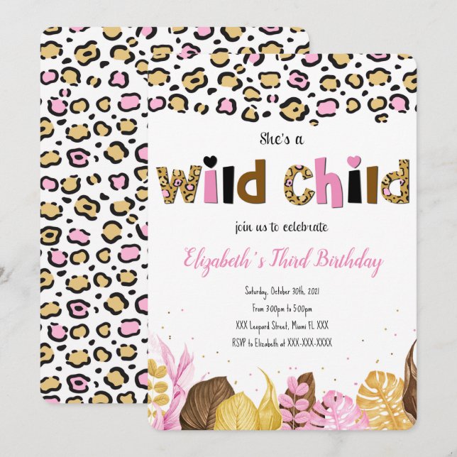 Invitation d'anniversaire Safari (Devant / Derrière)