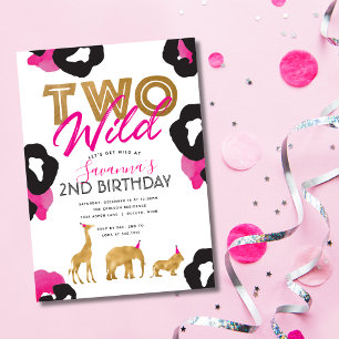 Invitation d'anniversaire Safari Deux Sauvages Or 