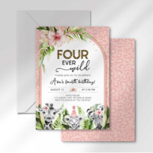 Invitation d'anniversaire Safari Four Ever Wild
