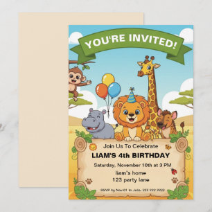 Invitation d'anniversaire Safari Jungle   annivers