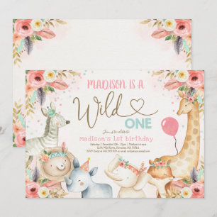 Invitation d'anniversaire Safari Wild One Boho Wil