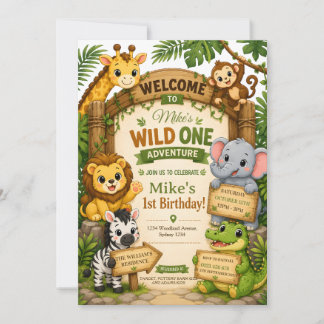 Invitation d'anniversaire Safari Wild One | Douce