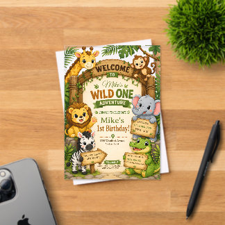 Invitation d'anniversaire Safari Wild One | Douce