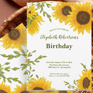 Invitation d'anniversaire sans âge aux tournesols