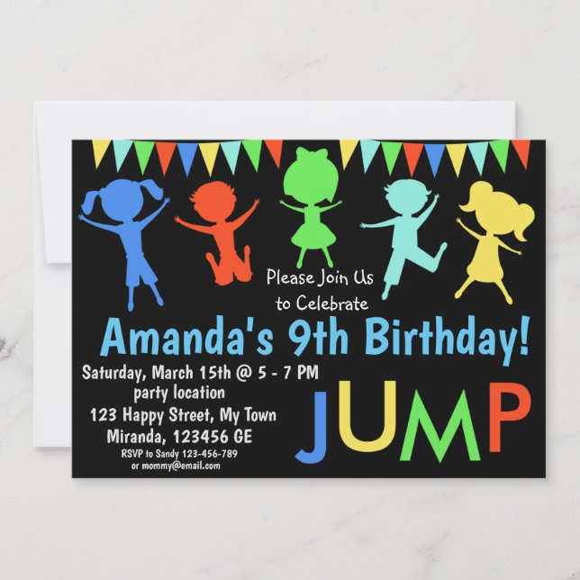 Invitation d'anniversaire saut (Devant)