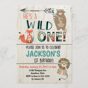 Invitation d'anniversaire sauvage - Animaux tribau