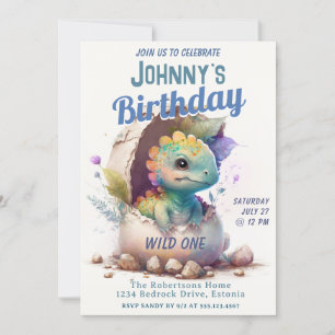 Invitation d'anniversaire sauvage de l'enfant Dino