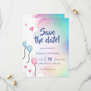 Invitation d'anniversaire "Sauvez la date"