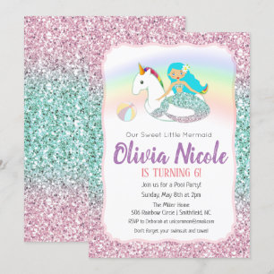 Invitation d'anniversaire scintillante de sirène -